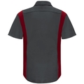 Workwear Outfitters Men's Short Sleeve Perform Plus Shop Shirt w/ Oilblok Tech Charcoal/ Red, Large SY42CF-SS-L
